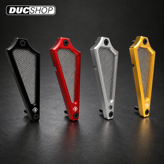 DBK Special Parts (Ducabike) Billet Vertical Belt Cover Air Intake for the Ducati XDiavel — air-intake designs shown in several colors; selected color follows the option | Belt Covers | ducshop.com