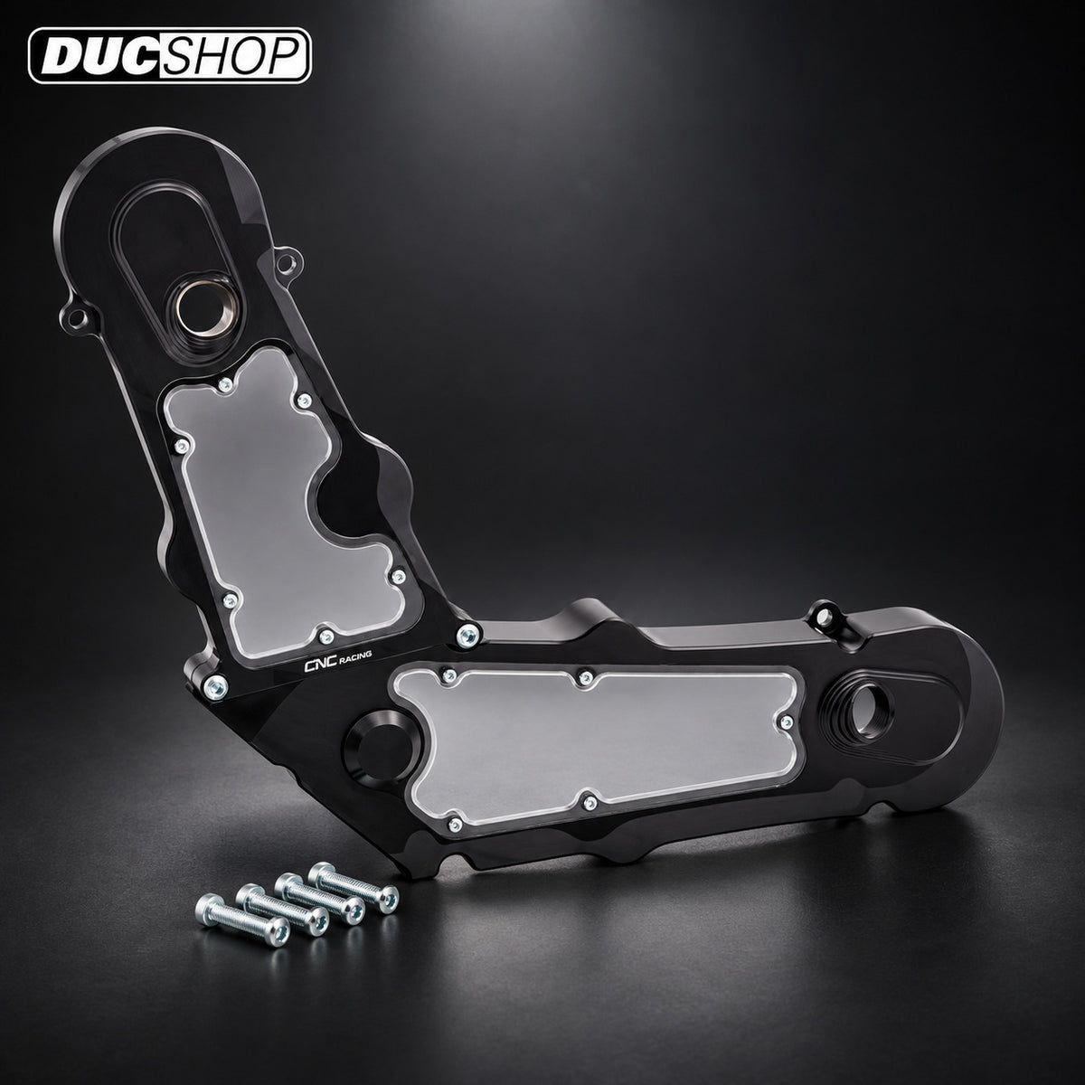 CNC Racing Clear Timing Belt Cover Kit for Ducati Scrambler 1100, Monster 1100, Hyper 1100, Sport Classics, and 1100 / 1000 DS Motors for Ducati motorcycles - DucShop