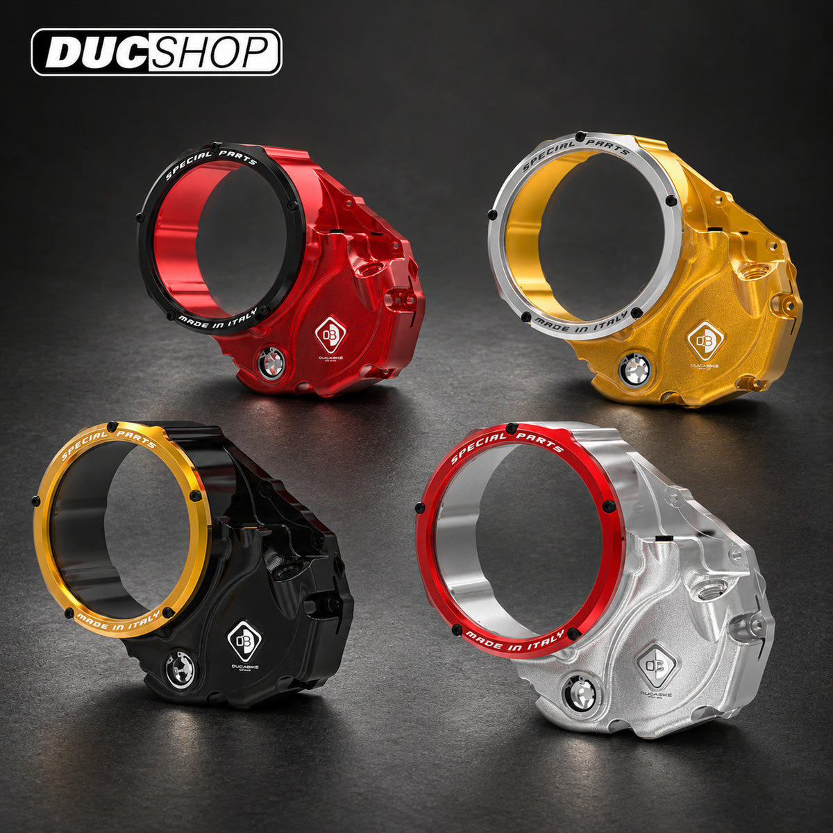 DBK Special Parts (Ducabike) NEW EVO-3D Clear Wet Clutch Cover for the Ducati Hypermotard 821 (2015) / 939 / 950, Multistrada 950, Supersport /S and Monster 821 | Wet Clutch Covers | ducshop.com