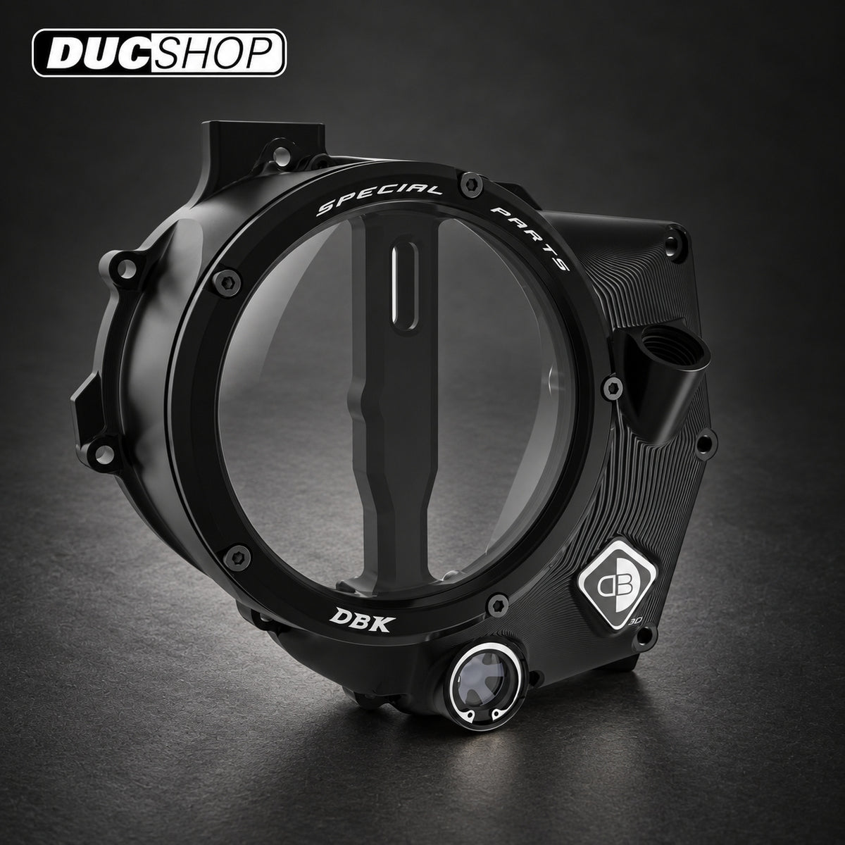 DBK Special Parts (Ducabike) EVO-3D Clear Wet Clutch Cover for the KTM 990 Duke (2024+) | Wet Clutch Covers | ducshop.com