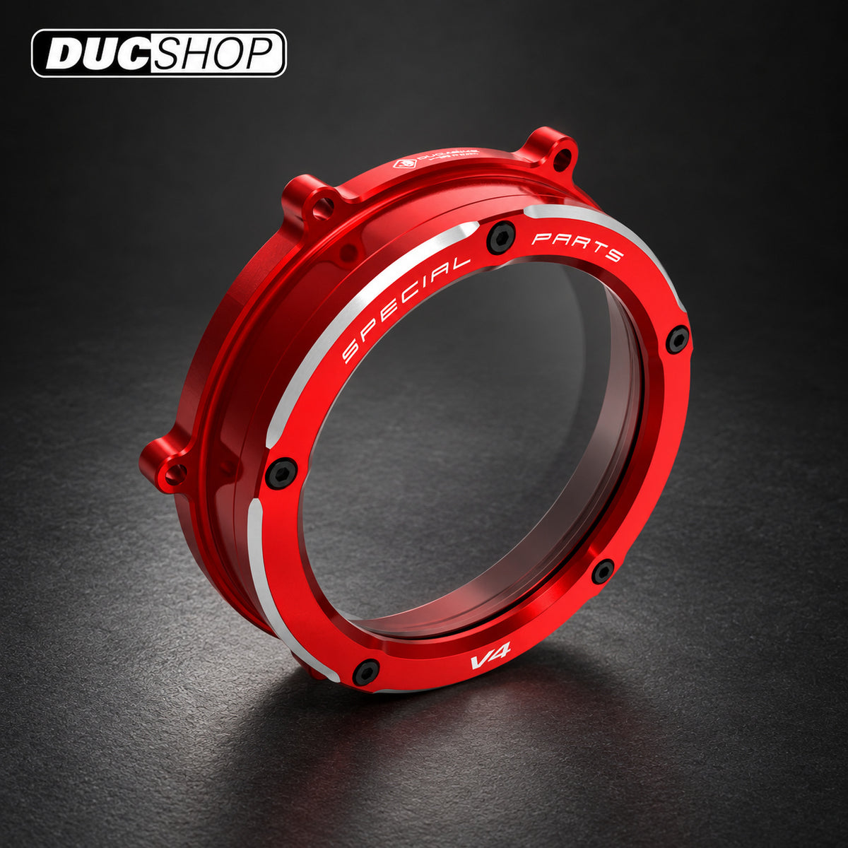 DBK Special Parts (Ducabike) Dual Color Clear Wet Clutch Cover for the Ducati Panigale / Streetfighter / Multistrada / Diavel V4 | Wet Clutch Covers | ducshop.com