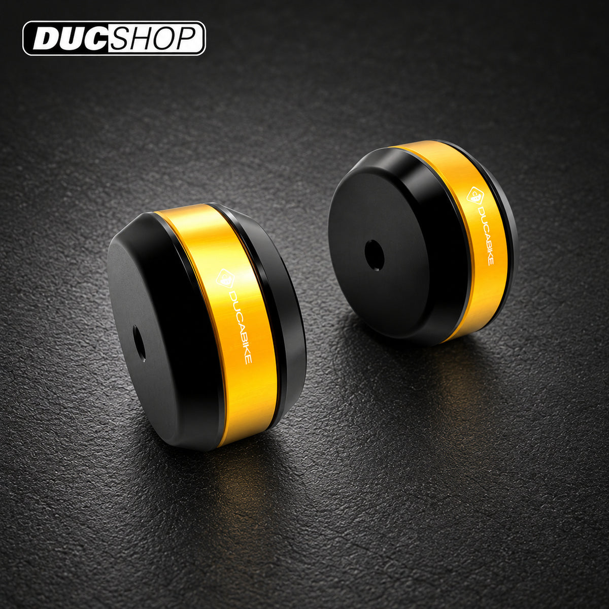 DBK Special Parts (Ducabike) BEVELED EDGE Dual Color Bar Ends for the Ducati Multistrada (2015+) | Bar End Protection | ducshop.com