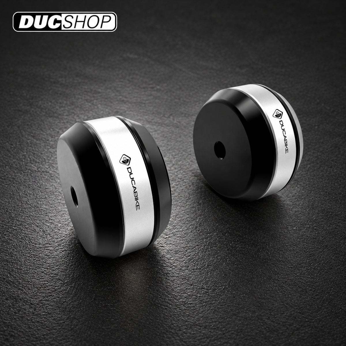 DBK Special Parts (Ducabike) BEVELED EDGE Dual Color Bar Ends for the Ducati Multistrada (2015+) | Bar End Protection | ducshop.com