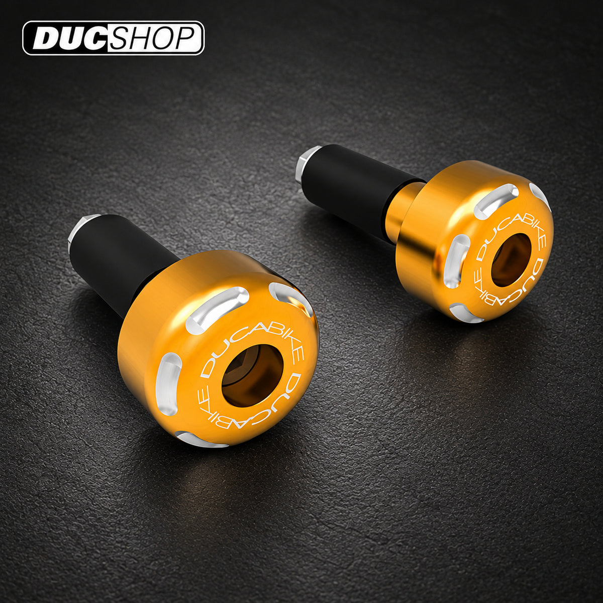 DBK Special Parts (Ducabike) Contrast Cut Weighted Universal Bar Ends - Short | Bar End Protection | ducshop.com