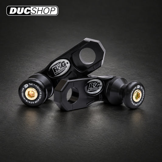 R&G Racing Cotton Reel swingarm spools for Triumph Daytona 675 Street Triple '07-'13 & Street Triple '13-'15 OFFSET | Swingarm Spools | ducshop.com