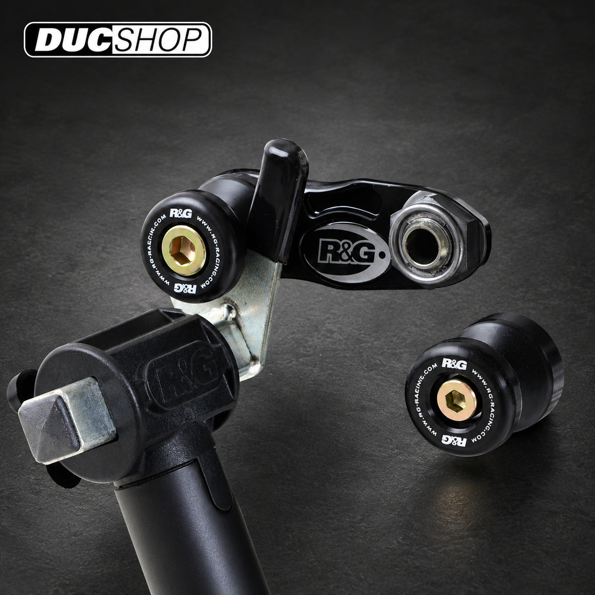 R&G Racing Offset Cotton Reels for Triumph Street Twin '16-18 & Thruxton 1200 '16-18 | Swingarm Spools | ducshop.com