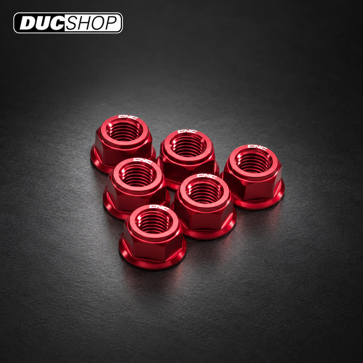 CNC Racing Ergal Flange Nuts for Ducati — 6 Piece, M10x1.0 — Red flange nuts | Sprocket Nuts | ducshop.com