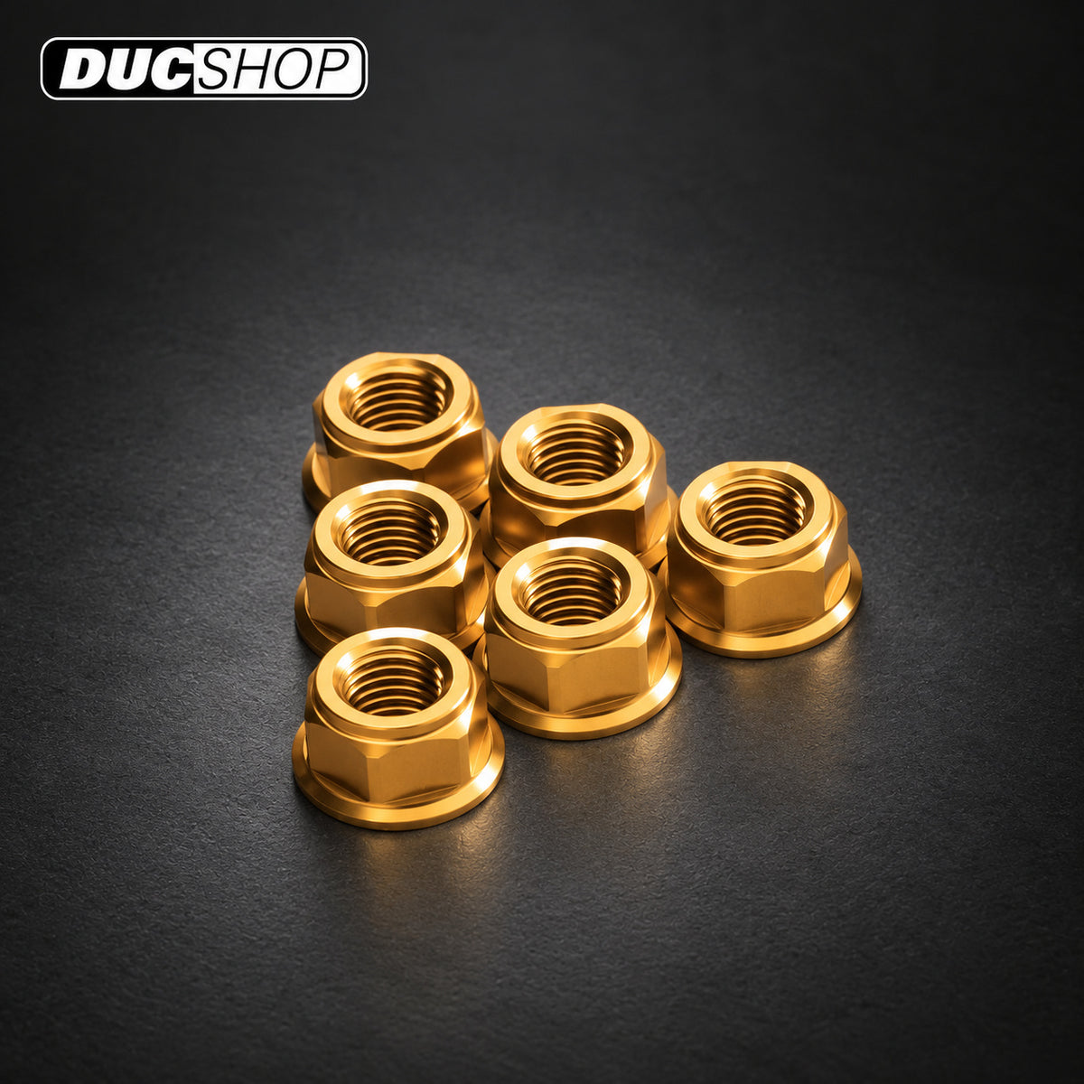 CNC Racing Sprocket Nuts for Ducati, KTM & Kawasaki — 6 Piece, M10x1.25 — representative gold finish | Sprocket Nuts | ducshop.com