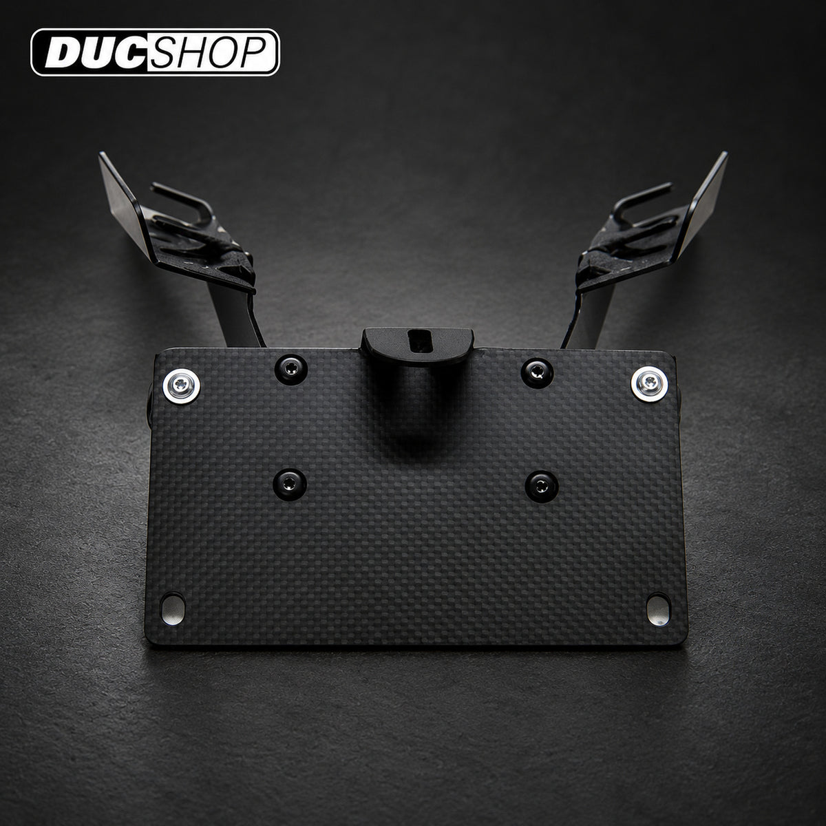 Carbonvani Low Profile Carbon Plate Holder for Ducati Monster 821/1200 — representative product view; check selected option and kit contents | ducshop.com