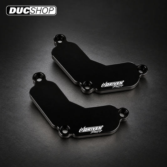 Driven Racing DSBLOCK-09 kit showing two black contoured block-off plates | Emissions Removal | ducshop.com