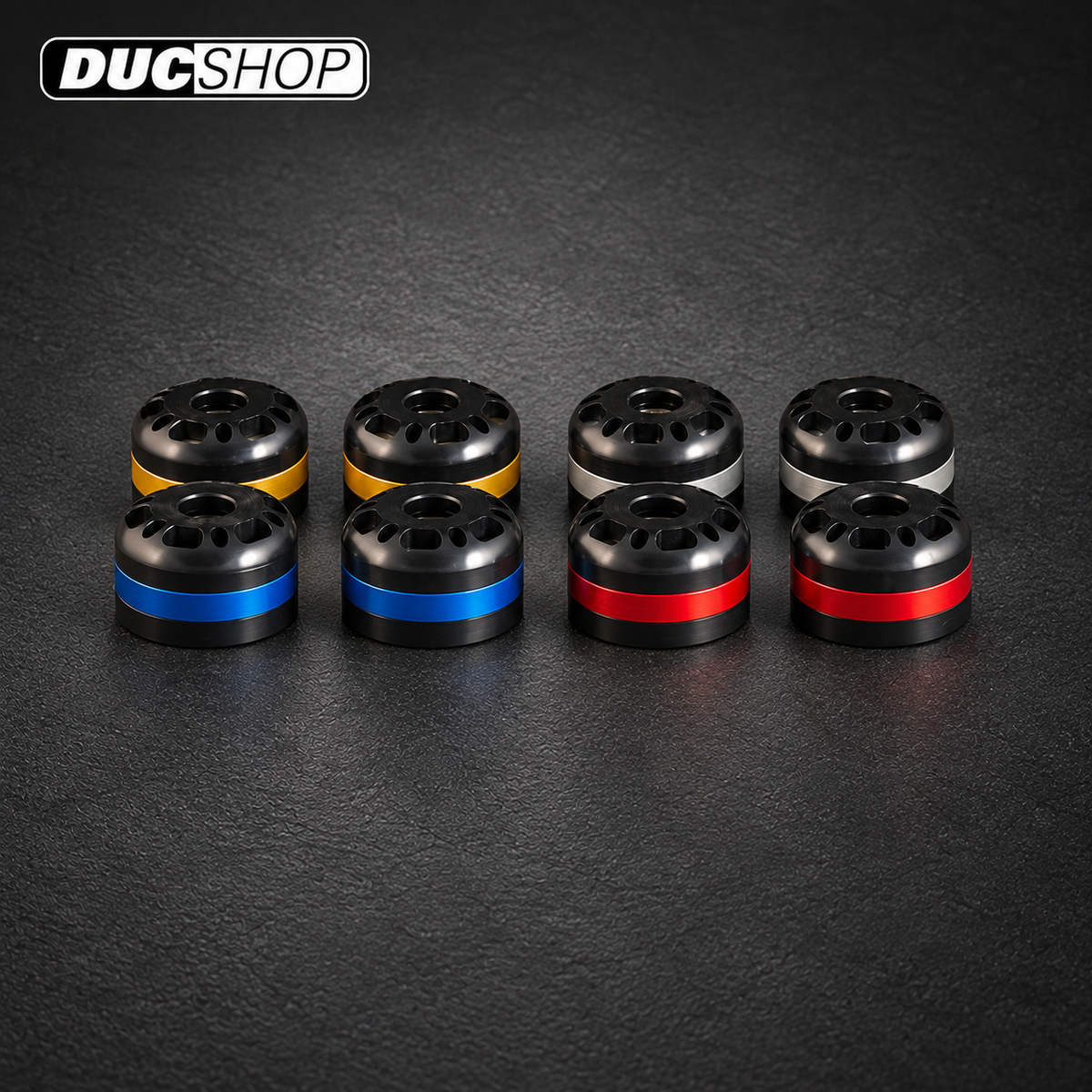 AEM FACTORY - 'DRILL' DUAL COLOR BAR ENDS UNIVERSAL | Bar End Protection | ducshop.com