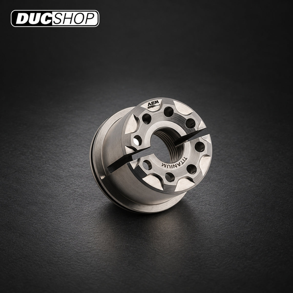 AEM Factory DRILL Titanium Steering Head Nut DU167-TI — Ducati — representative product view; see selected option and listing contents | Steering Head Nuts | ducshop.com