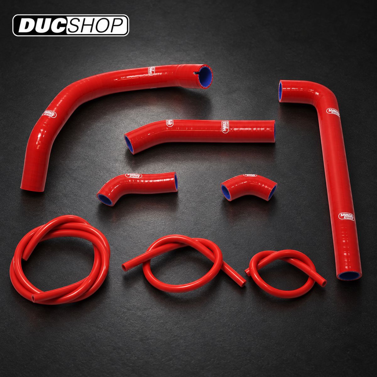 SamcoSport 8 Piece Silicone Coolant Hose Set For Ducati Streetfighter V2 (22-24) | Hose Kits | ducshop.com