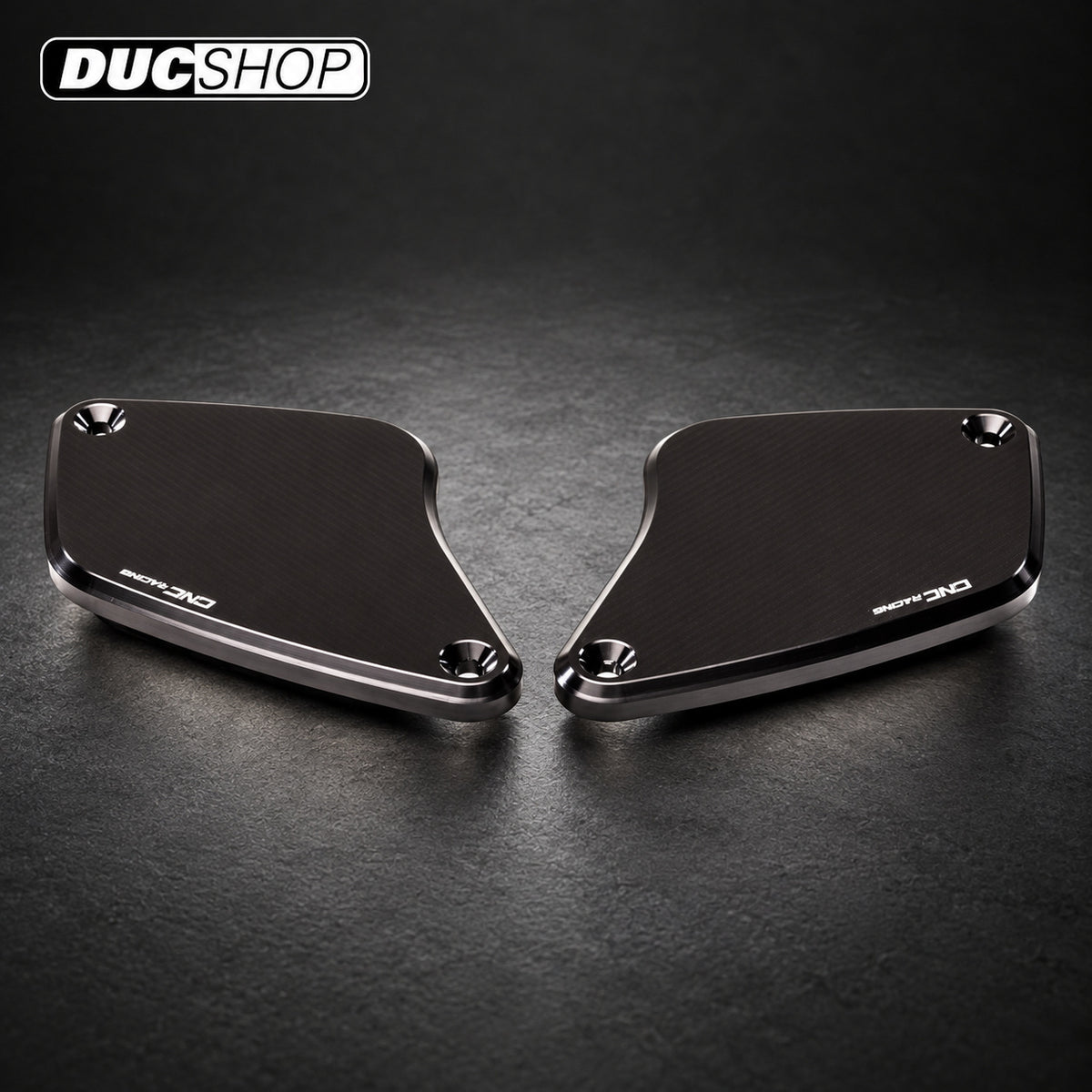CNC Racing 'Streaks' Front Brake & Clutch Reservoir Caps for Ducati Diavel / XDiavel - Black - DucShop