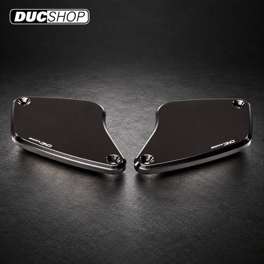 CNC Racing 'Streaks' Front Brake & Clutch Reservoir Caps for Ducati Diavel / XDiavel - Black - DucShop
