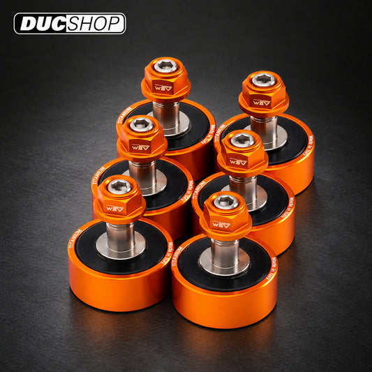 AEM six-piece KTM cush drive set with orange assemblies and matching nuts | Cush Drives | ducshop.com