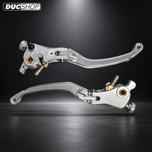 CNC Racing Limited Edition SILVER RACE Folding Adjustable Brake and Clutch Lever Set for Ducati, and MV Agusta F4 RR/RC - 190mm - DucShop