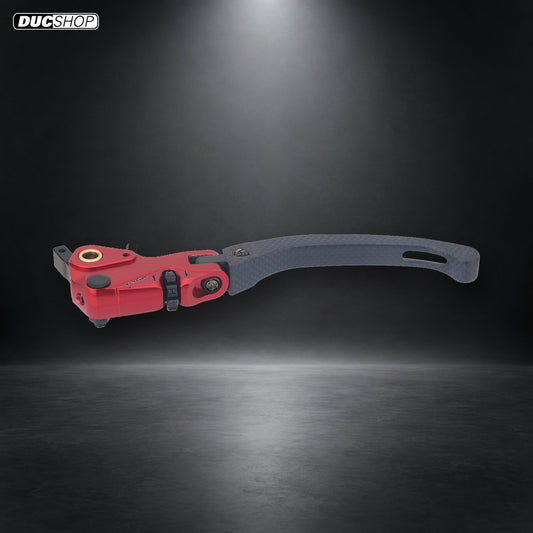 CNC Racing Carbon Fiber / Billet RACE EVO Folding Adjustable Clutch Lever for Ducati, and MV Agusta F4 RR/RC - Red / Matte - DucShop