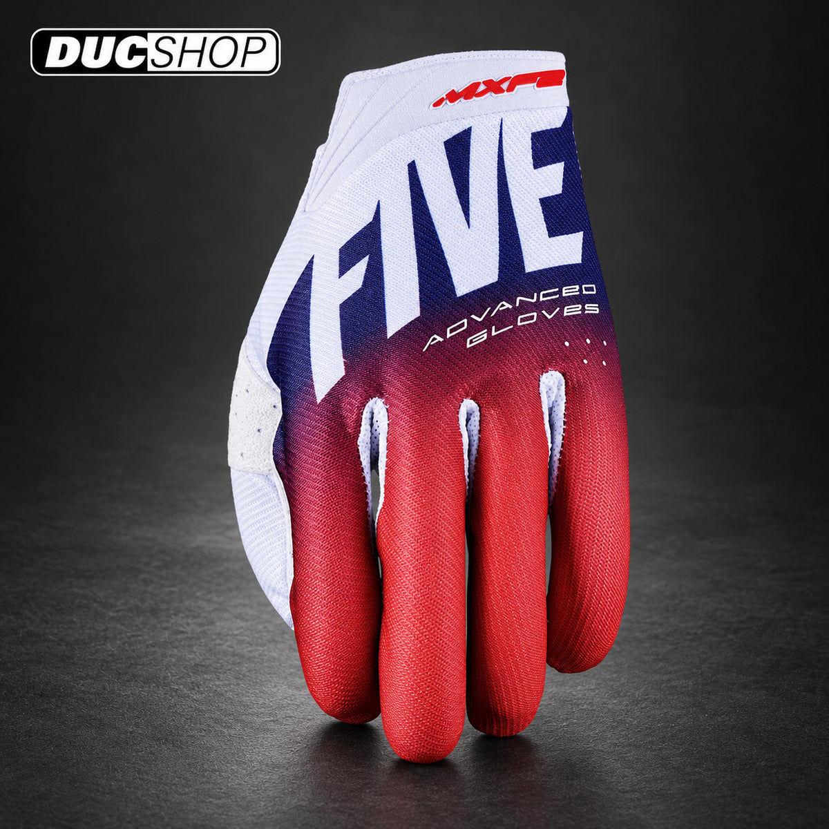Five Gloves MXF2 EVO Off-Road Gloves | Split White / Red / Blue | Off Road Gloves | DucShop