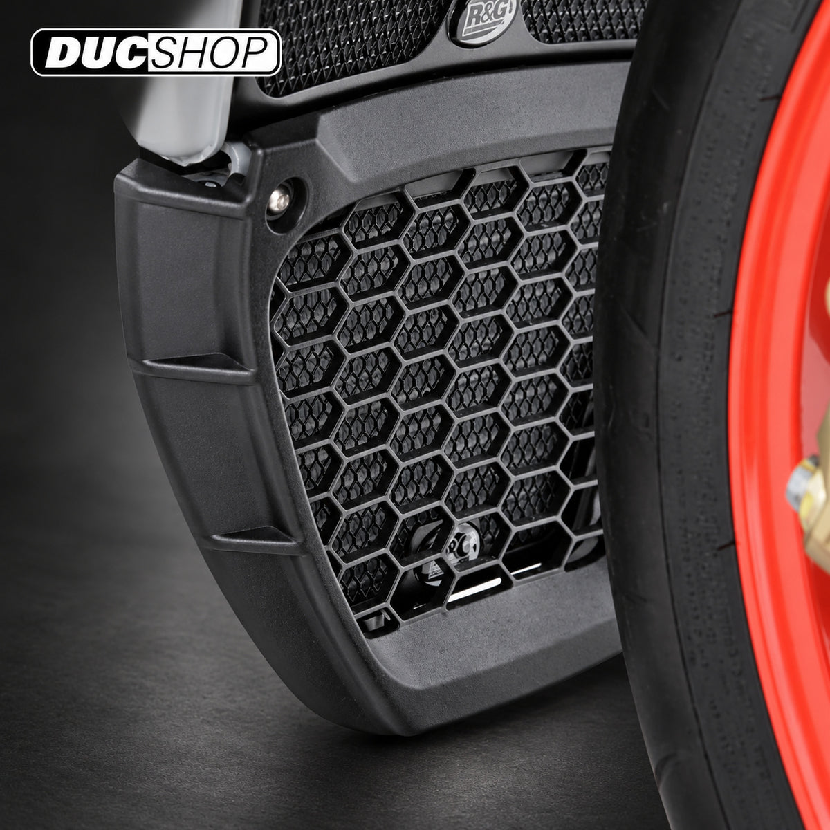 R&G Racing Oil Cooler Guard for the Aprilia RSV4 RF & Tuono V4 1100 '15-18, RSV4-RR '16-19 | Radiator & Oil Cooler Guards | ducshop.com