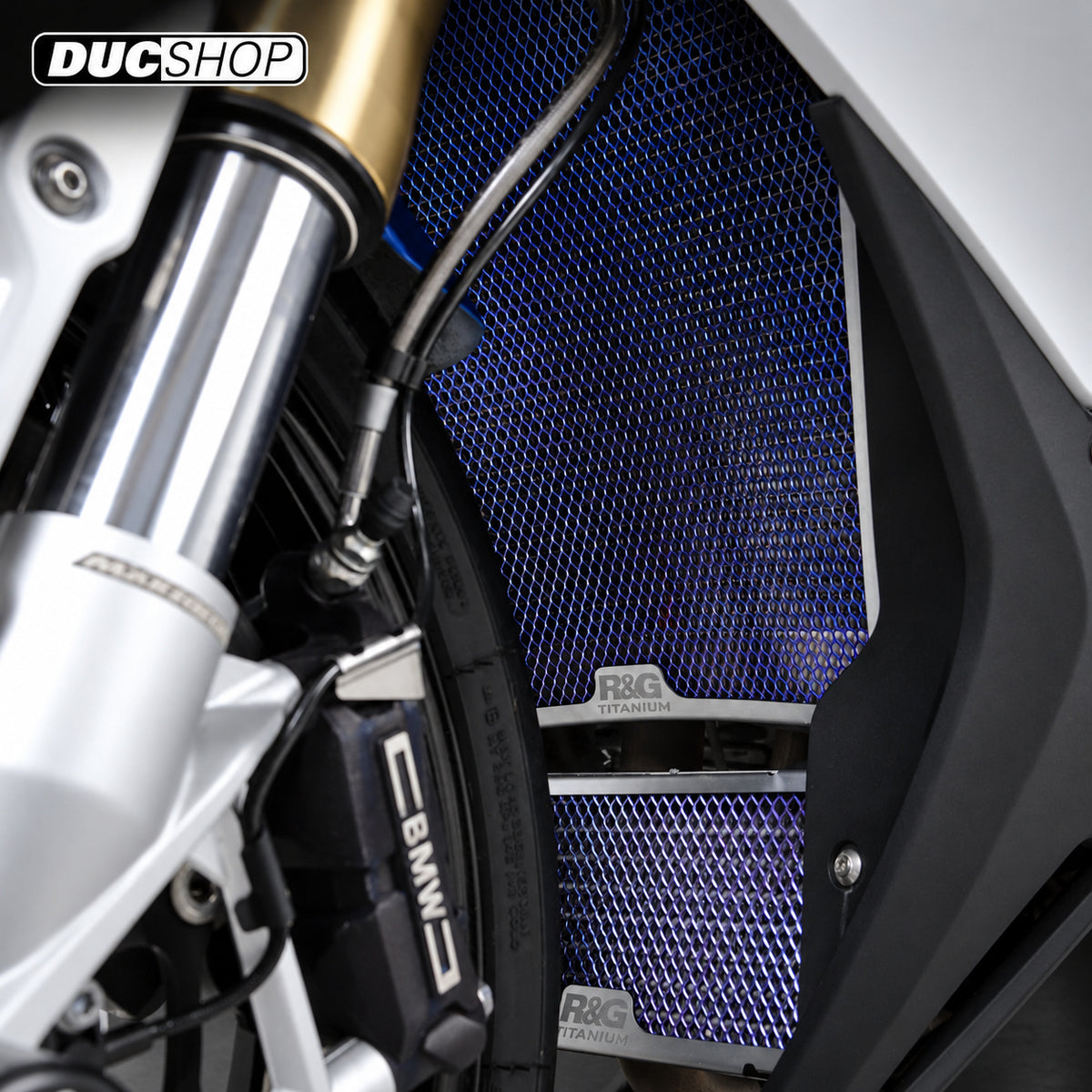 R&G Racing Titanium Oil Cooler Guard for BMW S1000RR '19-'22, S1000XR '20-'22, S1000R '21-'22, M1000RR '21-'22 | Radiator & Oil Cooler Guards | ducshop.com