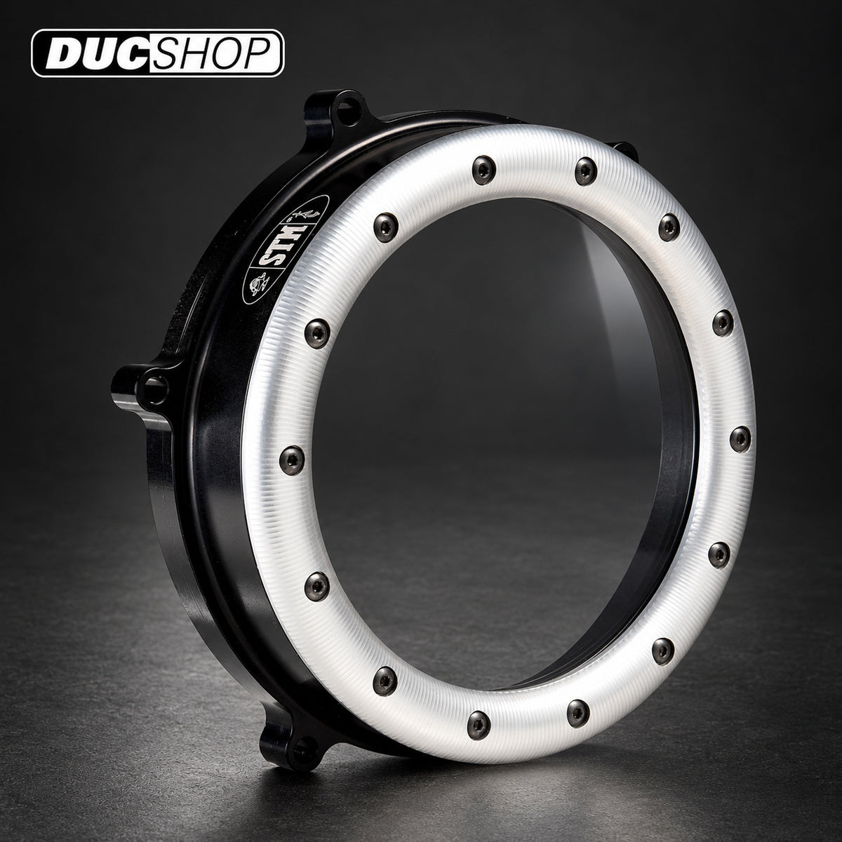 STM Clear Wet Clutch Cover For Ducati 1299 / 1199 / 959 Panigale (all) - Sculptured Ring | Wet Clutch Covers | ducshop.com