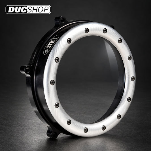 STM Clear Wet Clutch Cover For Ducati 1299 / 1199 / 959 Panigale (all) - Sculptured Ring | Wet Clutch Covers | ducshop.com