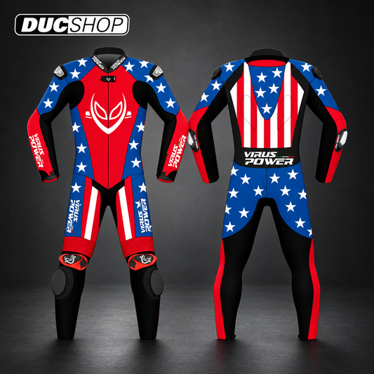 Virus Power Alien Textile Racing Suit with Helite Airbag System 2.0 - The Patriot | Race Suits | DucShop