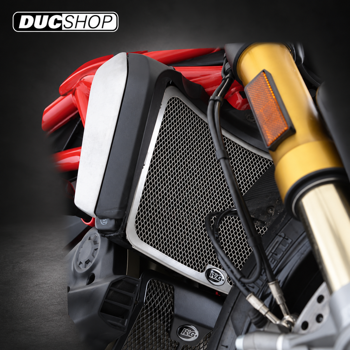 R&G Racing Radiator Guard for the ducati Monster 1200/R/S/Monster 821/Supersport/S '17-'20 / Supersport 950/S '21-'22 / Hypermotard 950/Diavel 1260/S '19-'20 | Radiator & Oil Cooler Guards | ducshop.com