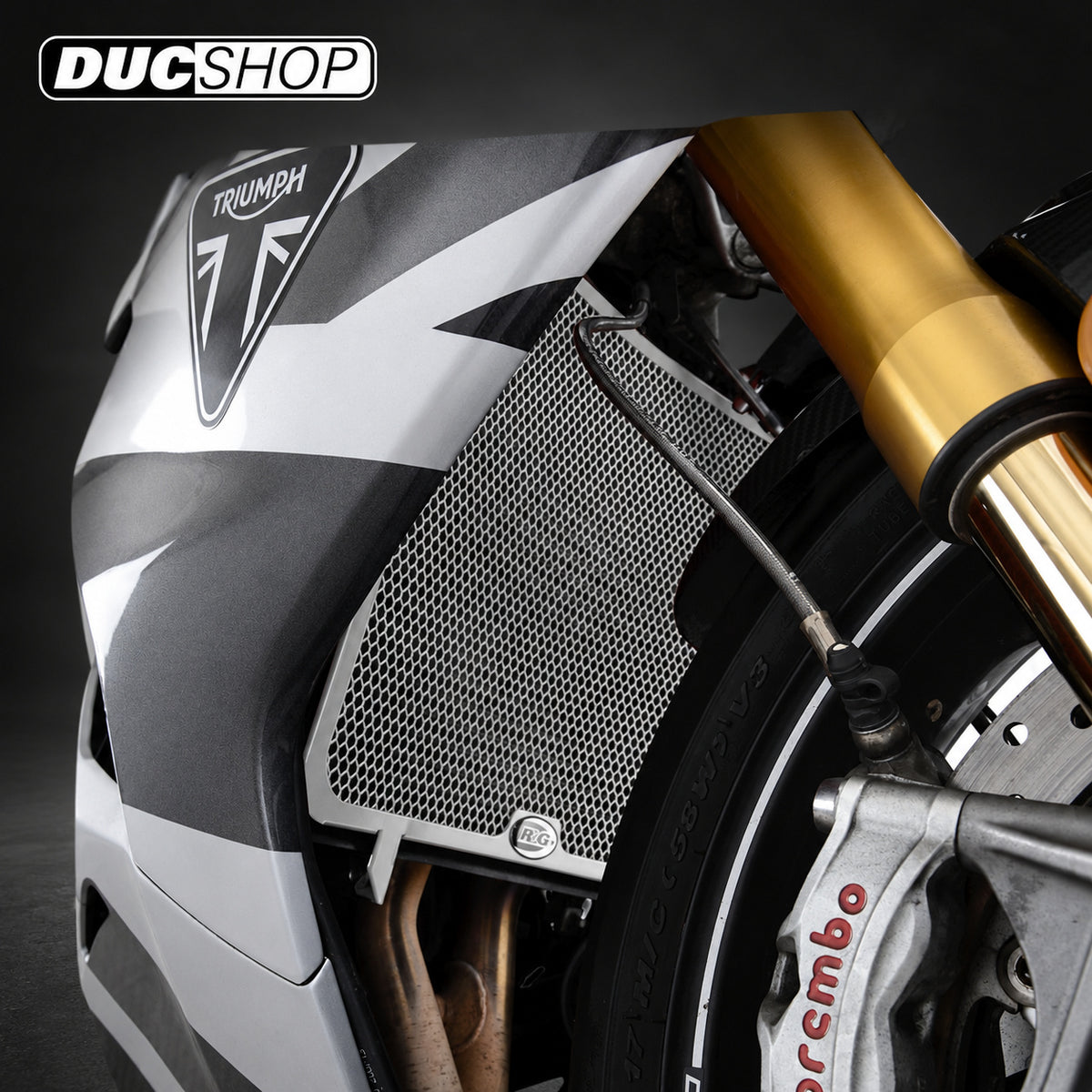 R&G Racing Radiator Guard for the Triumph Daytona 765 '19-'22 / Moto 2 '03-'21 | Radiator & Oil Cooler Guards | ducshop.com