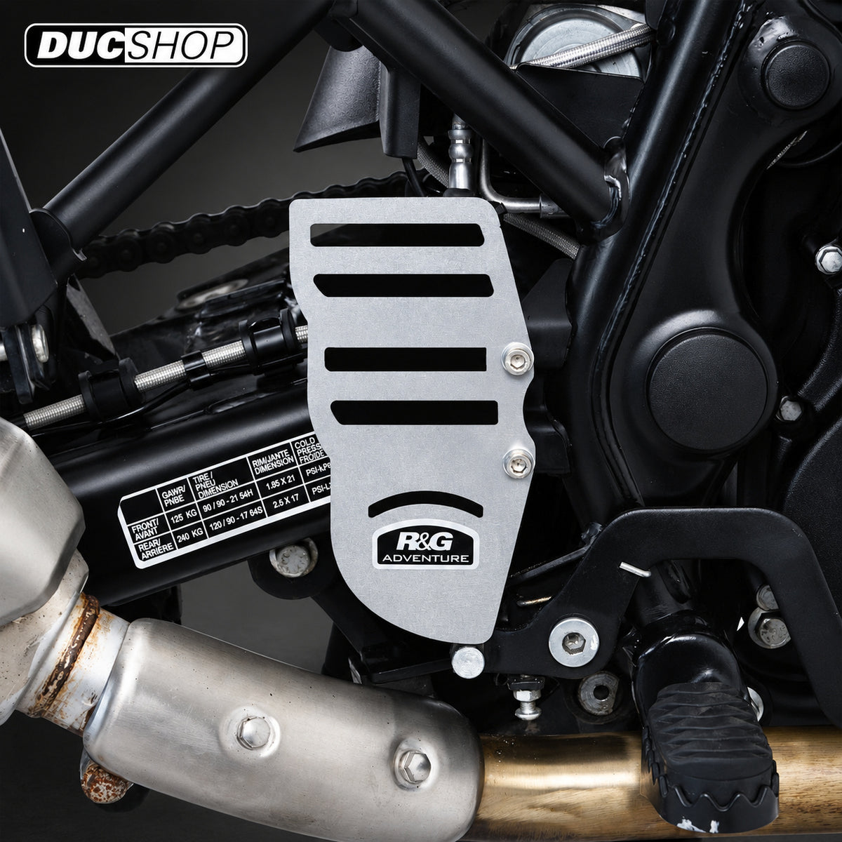 R&G Racing Rear Brake Reservoir Protector (Silver) for Royal Enfield Himalayan '17-'21 | Radiator & Oil Cooler Guards | ducshop.com