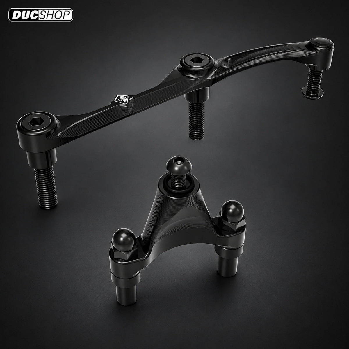 DBK Special Parts (Ducabike) Steering Damper Mount Kit for Ducati Streetfighter / Monster+ V2 (2025+) | Black | SKU SAS24D | DucShop