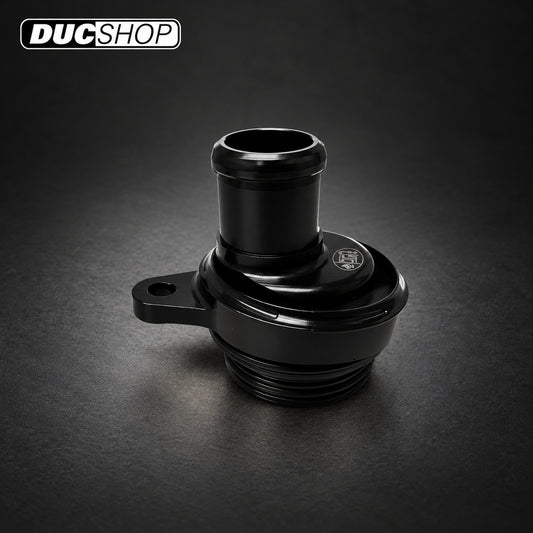 STM N072 reed-valve crankcase breather shown in representative black finish; selected finish is red | Crankcase Breathers | ducshop.com