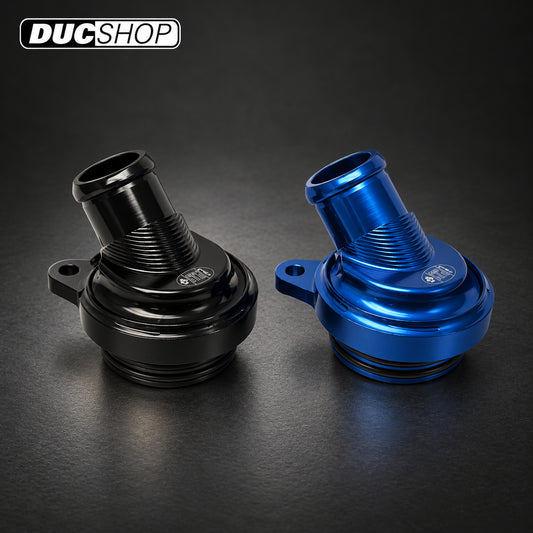 STM N081 racing crankcase-breather design shown in black and blue; selected finish is red | Crankcase Breathers | ducshop.com