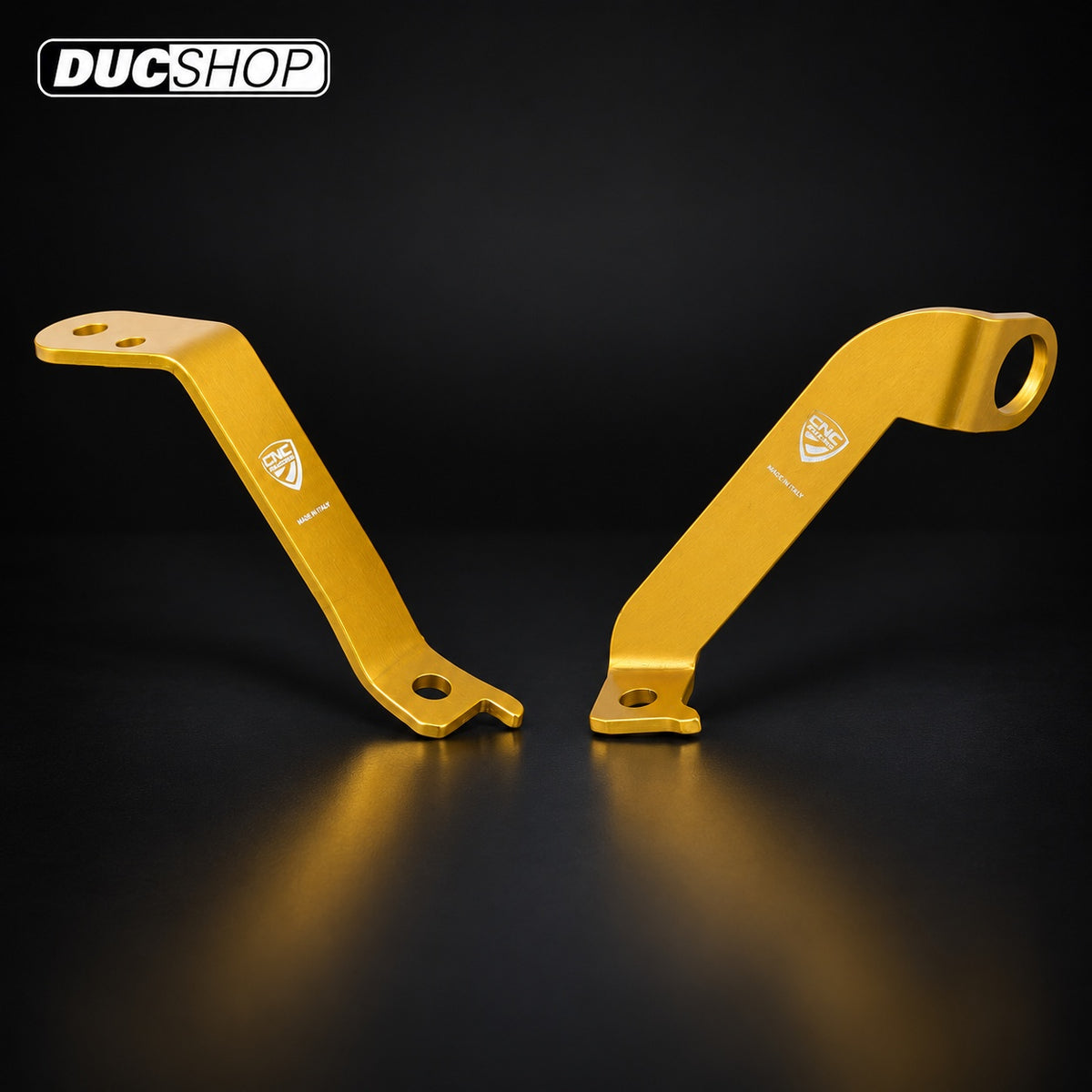CNC Racing Aluminum Front Reservoir Brackets for the Ducati Panigale V4 (2025+) - Gold - DucShop