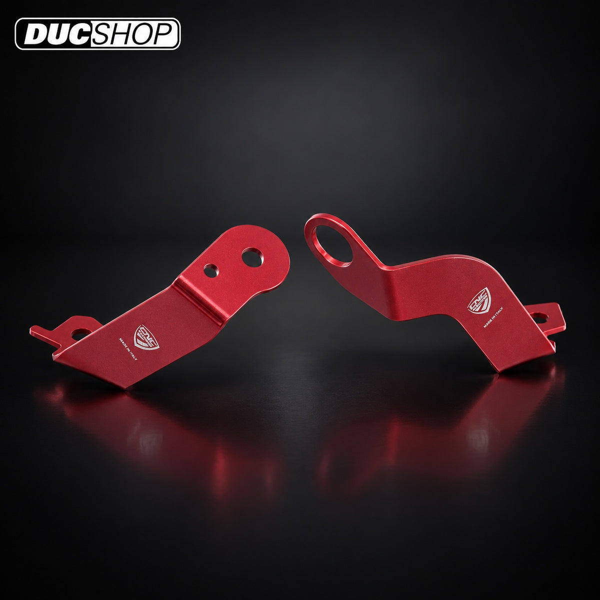 CNC Racing Aluminum Front Reservoir Brackets for the Ducati Panigale V2 (2025+) - Red - DucShop