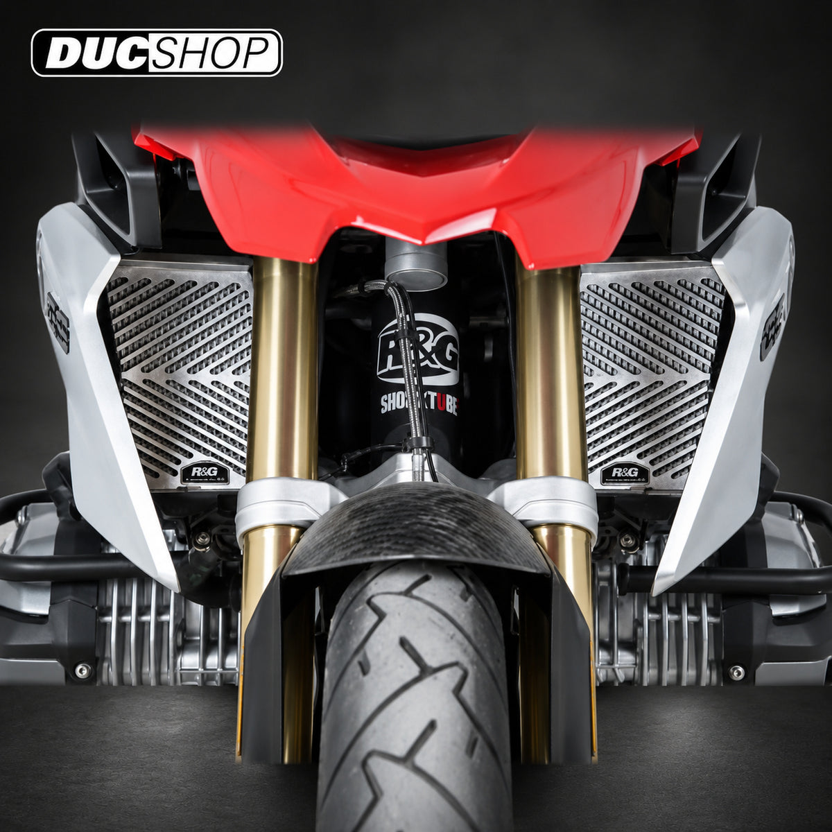 R&G Racing Stainless Steel Radiator Guards - Pair for BMW R1200GS / R1200GS Adventure '13-'19, R1250GS '18-'22, R1250RT '19-'22 | Radiator & Oil Cooler Guards | ducshop.com