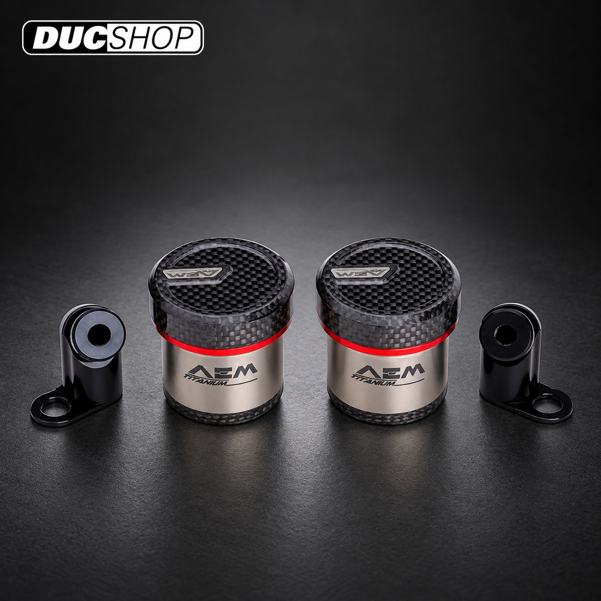 AEM FACTORY - TITANIUM & CARBON FIBER INTEGRATED RESERVOIR FLUID TANKS FOR BREMBO RCS CORSA CORTA MASTER CYLINDERS | Reservoirs | DucShop