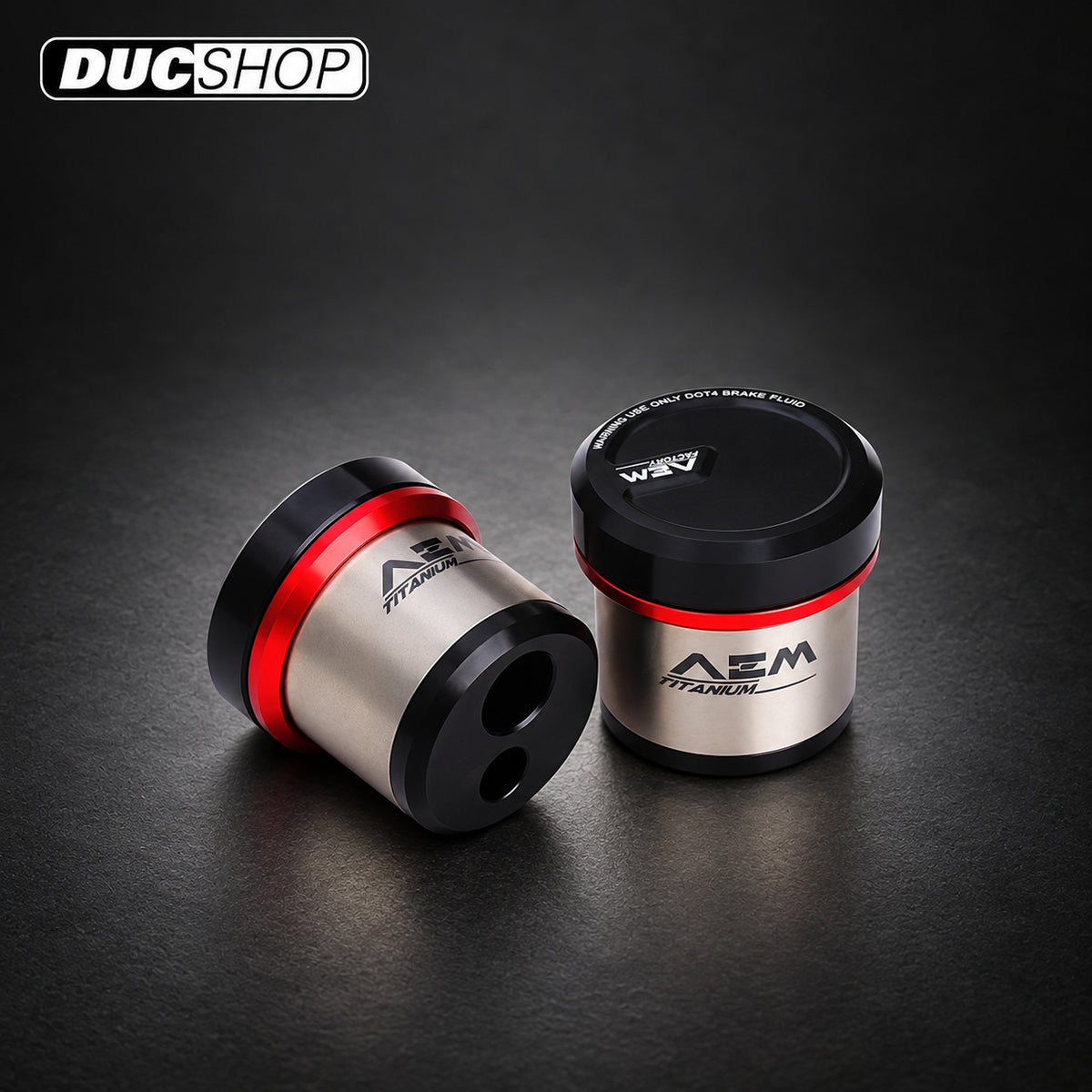 AEM FACTORY - TITANIUM INTEGRATED RESERVOIR FLUID TANKS FOR BREMBO MCS (SELF PURGING) MASTER CYLINDERS | Reservoirs | DucShop
