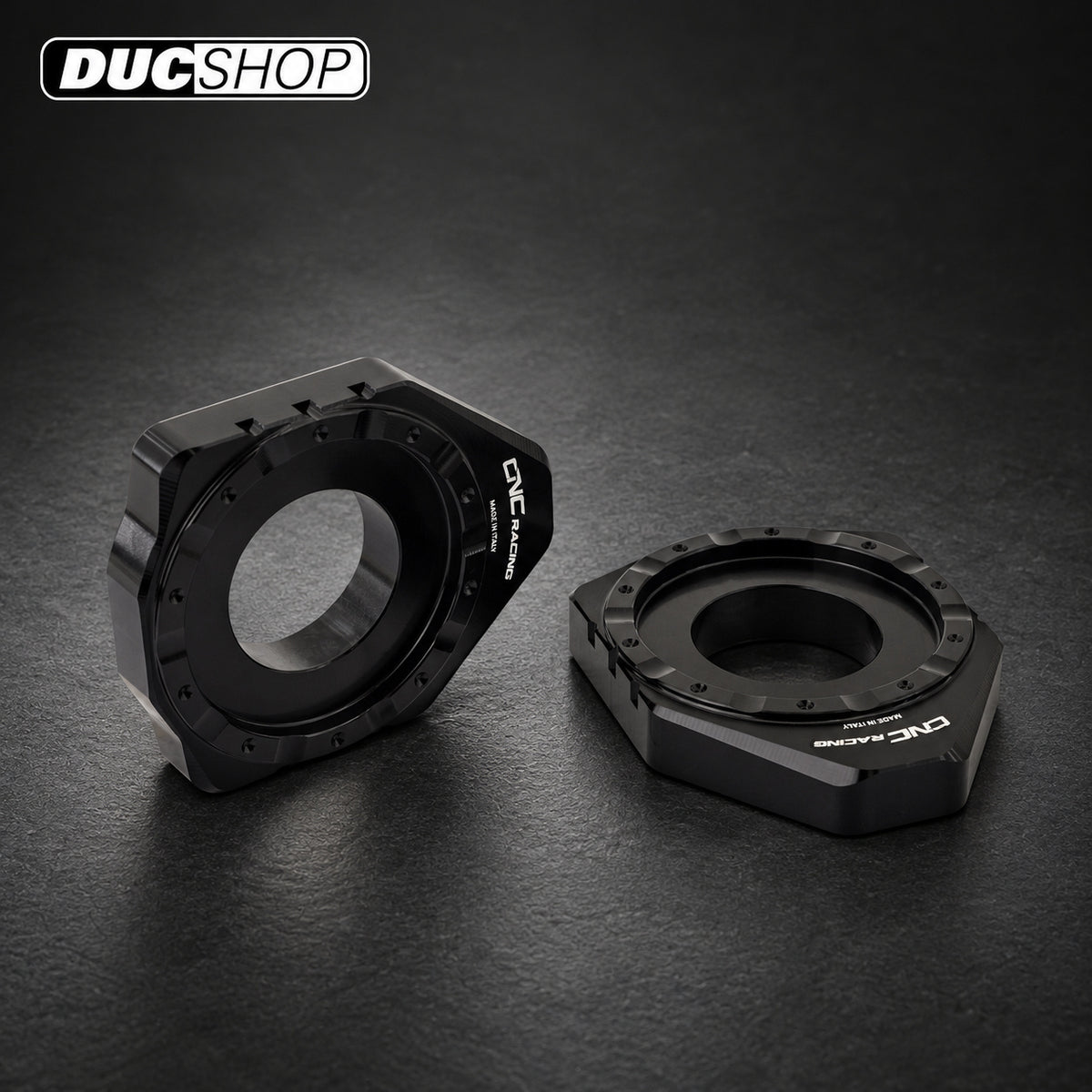 CNC Racing Billet Chain Adjuster Blocks for the Ducati Monster 937, Panigale / Streetfighter / Multistrada V2 (2025+) & Hypermotard 698 Mono | Chain Adjusters | ducshop.com
