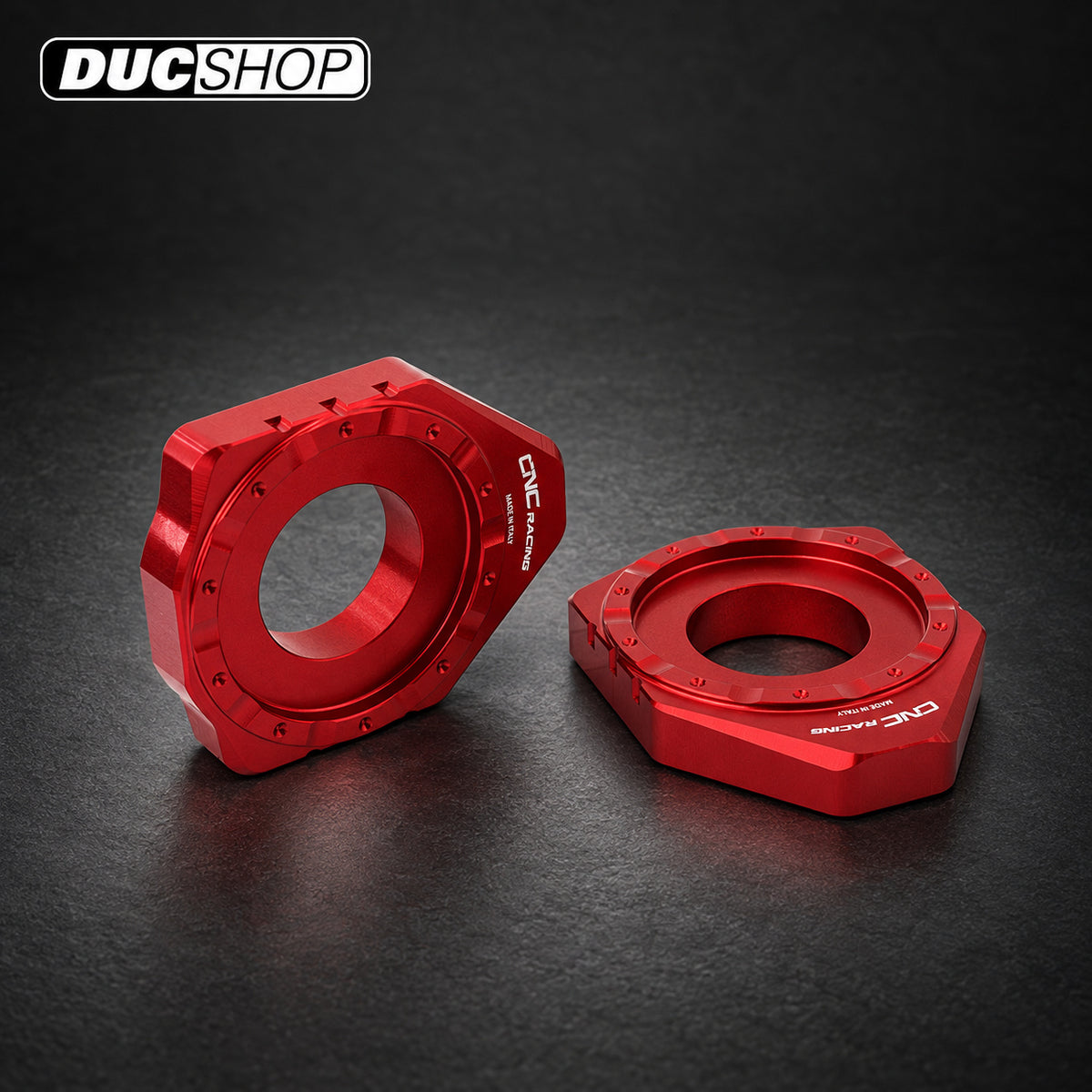CNC Racing Billet Chain Adjuster Blocks for the Ducati Monster 937, Panigale / Streetfighter / Multistrada V2 (2025+) & Hypermotard 698 Mono | Chain Adjusters | ducshop.com