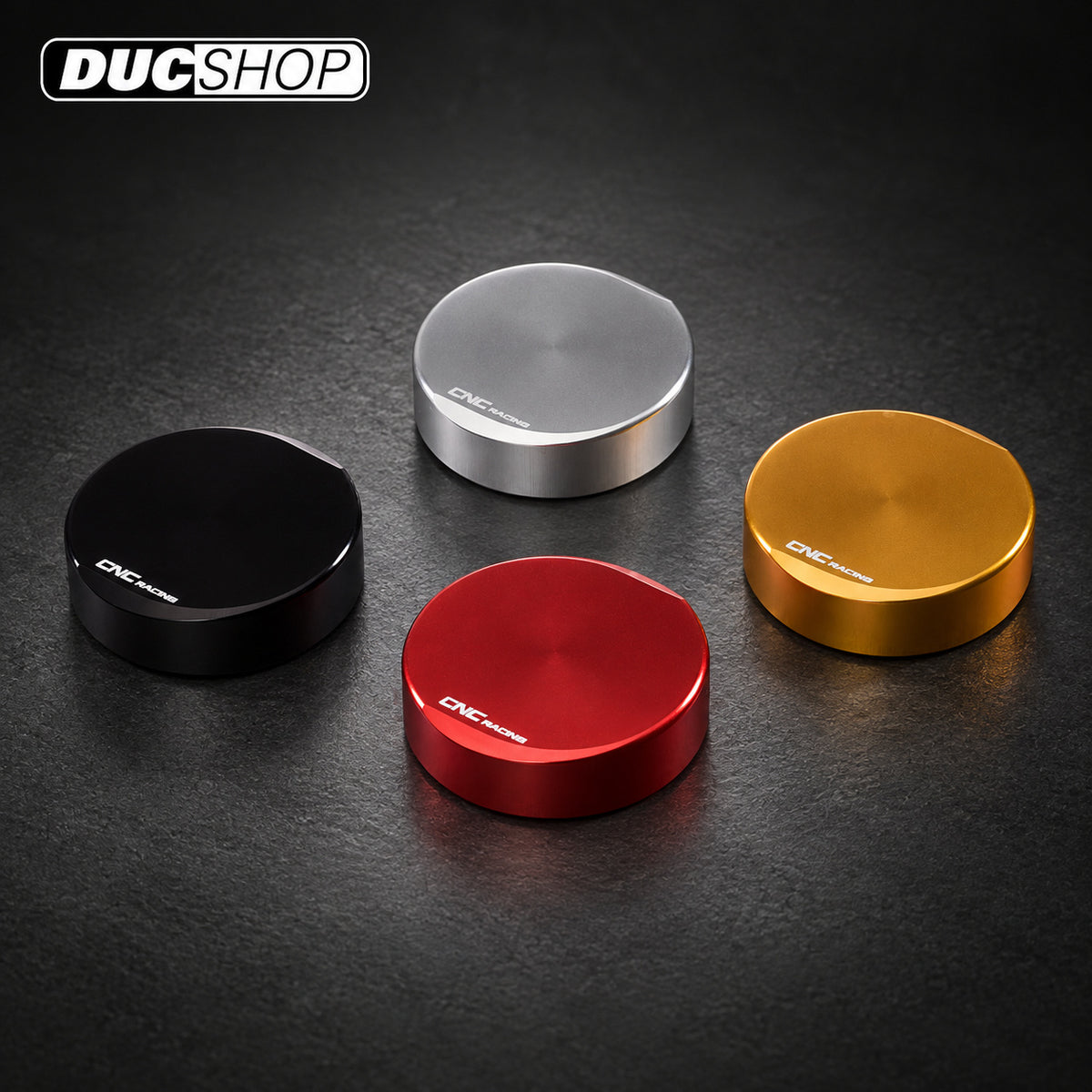 CNC Racing 'TOUCH' Clutch or Rear Brake Reservoir Cap for Honda Kawasaki KTM Suzuki Triumph and Yamaha - Black - DucShop