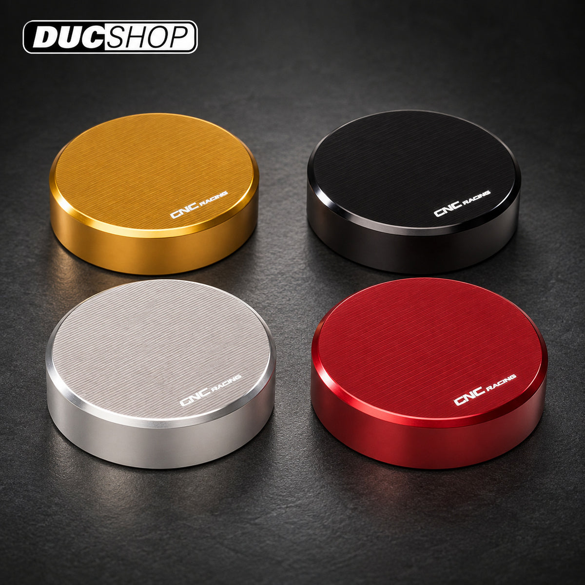 CNC Racing 'Streaks' Rear Brake Reservoir Cap for Ducati and BMW - Black - DucShop