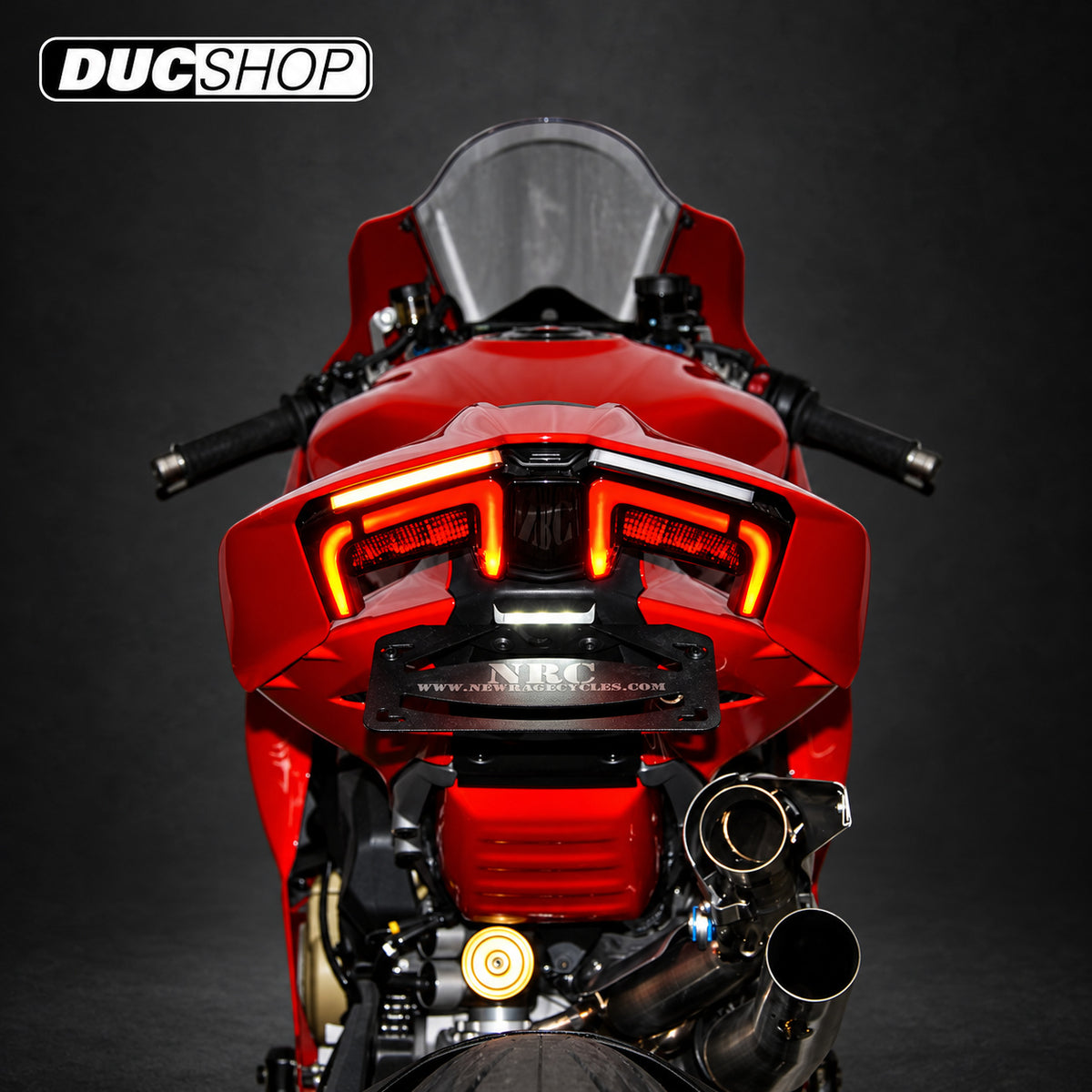 New Rage Cycles (NRC) Fender Eliminator for the Ducati Panigale / Streetfighter V4 (2025+) — representative product view; check selected option and kit contents | ducshop.com