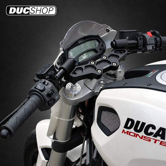 WOODCRAFT Ducati Monster 696/796/1100 Clipon Riser Adapter Plate w/Long Black Bars | DucShop