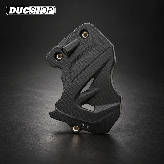 CNC Racing Carbon Fiber Front Sprocket Cover for the Ducati DesertX — representative product design; finishes may vary | ducshop.com