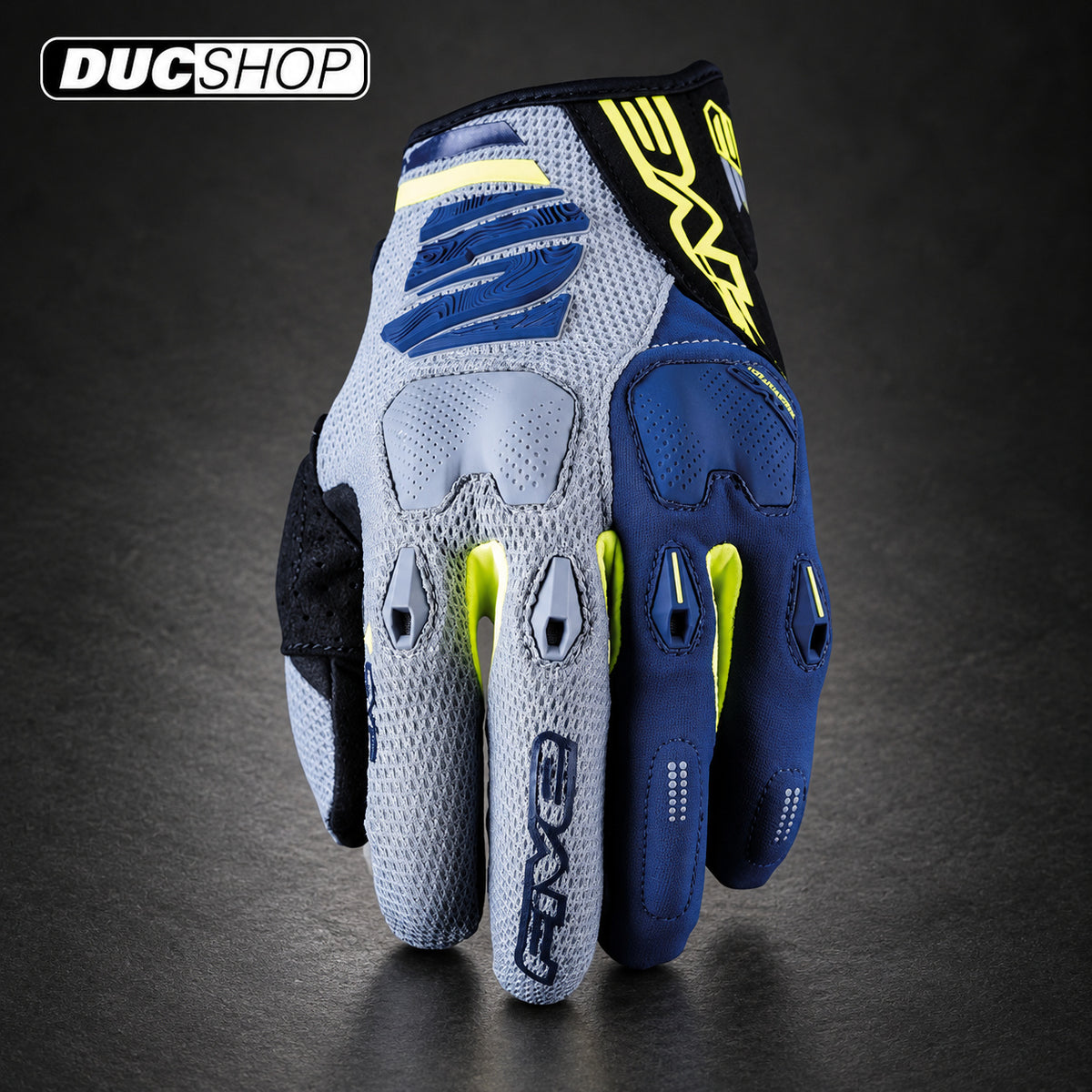 FIVE E2 - GREY/FLUO YELLOW/NAVY | Off Road Gloves | ducshop.com