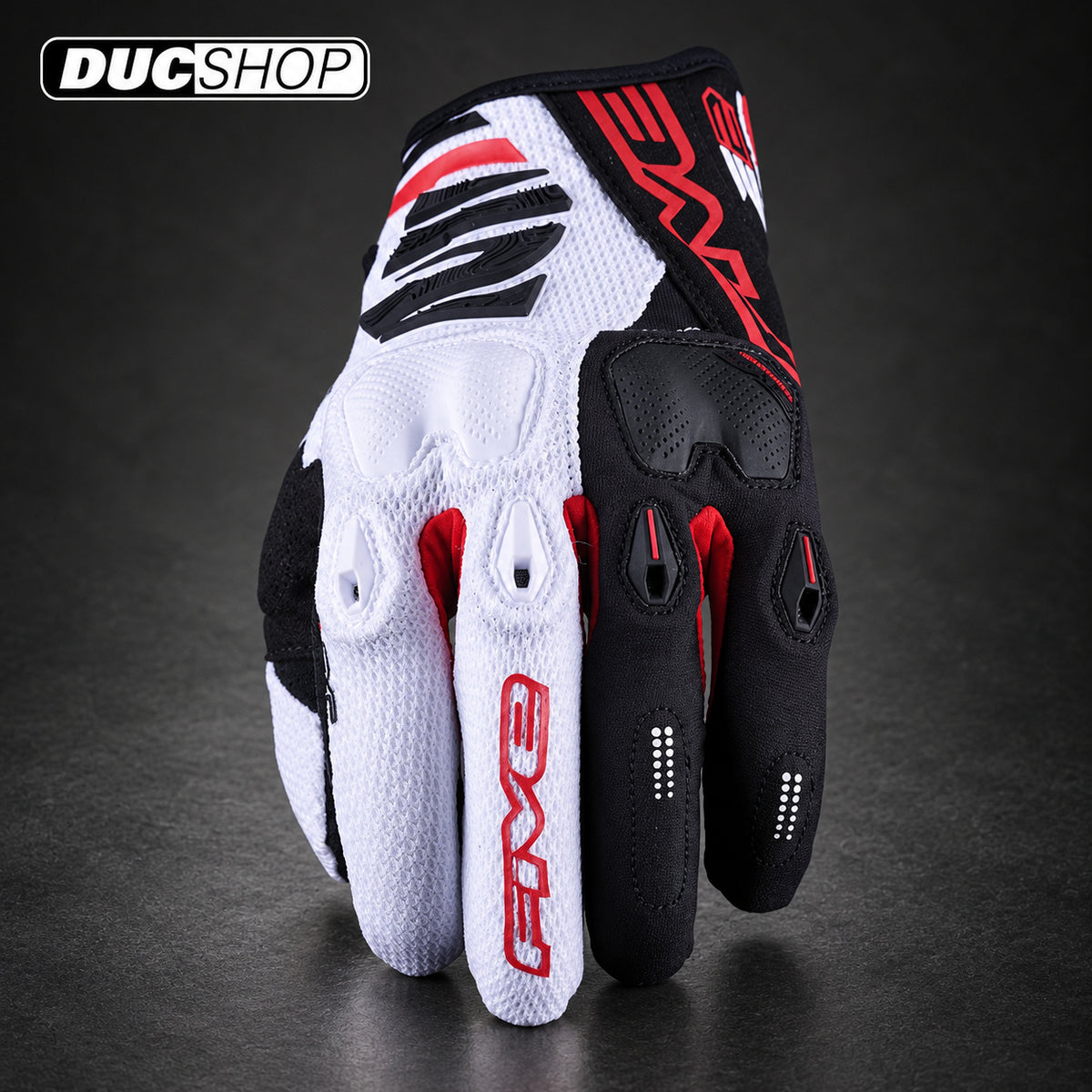 FIVE E2 - WHITE/BLACK/RED | Off Road Gloves | ducshop.com