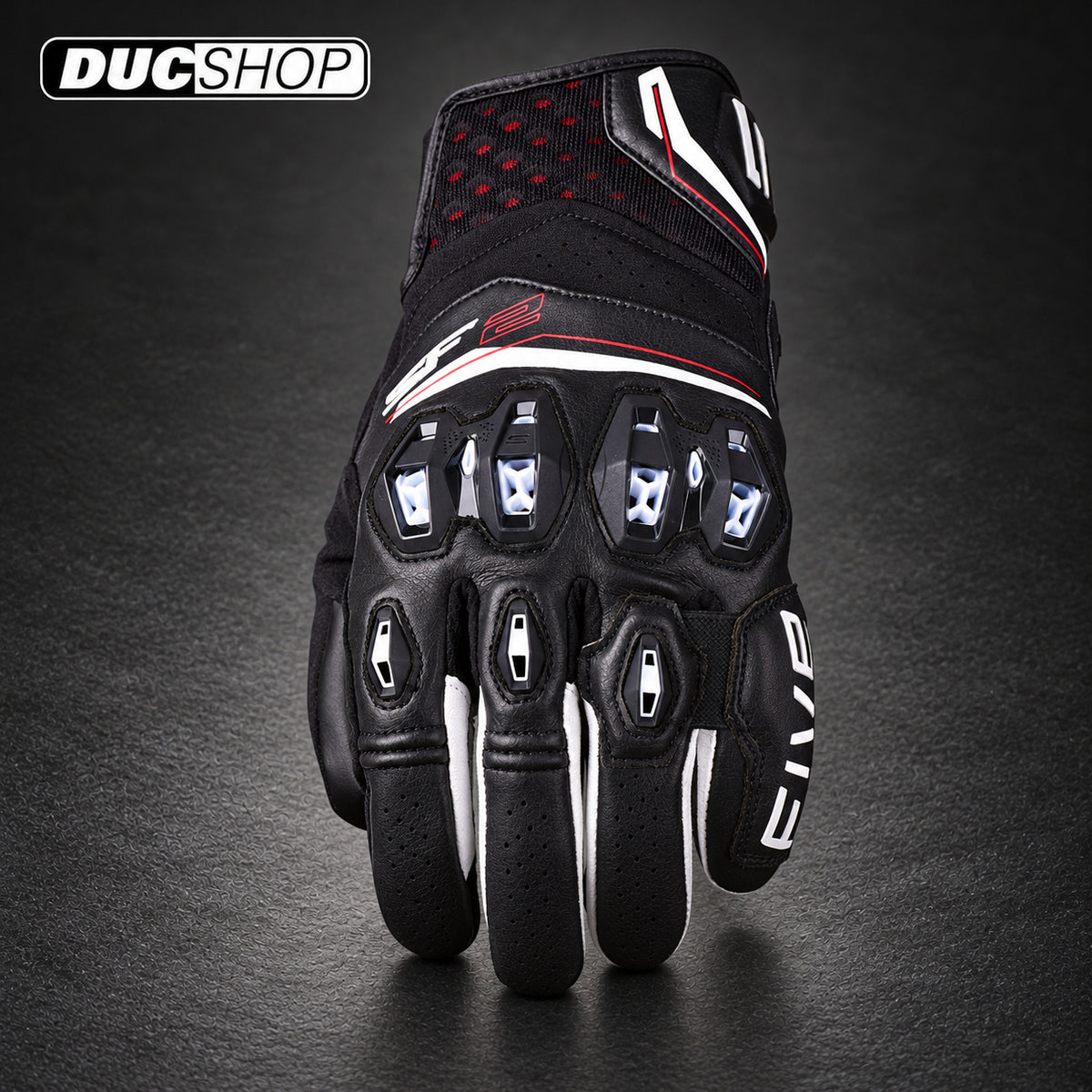 FIVE SF2 EVO - BLACK/WHITE/FLUO RED | Short Gloves | ducshop.com